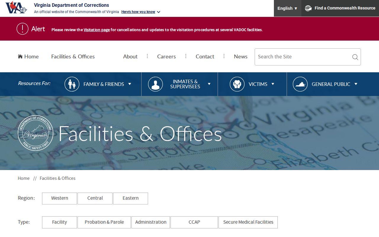 Surry County VADOC probation and parole office assignment directory