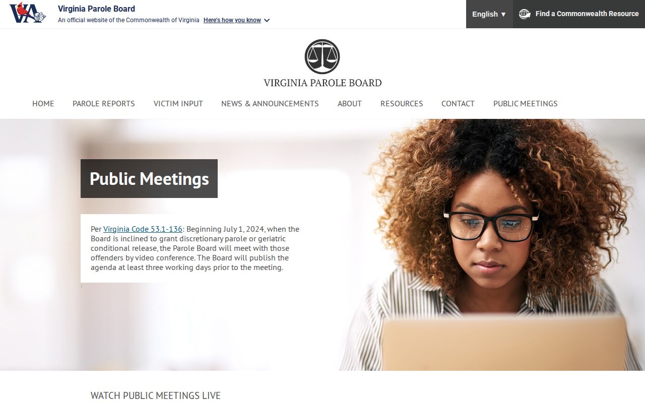 Surry County parole release Virginia Parole Board meeting calendar